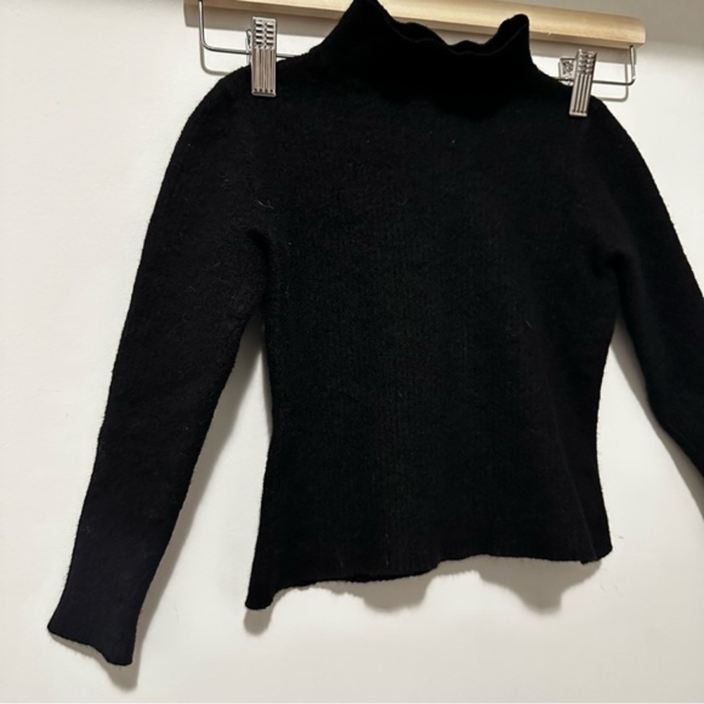 Halston 100% Extra Fine Merino Wool Black Turtleneck Sweater XS